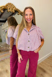 Piper Plaid Bubble Top Burgundy