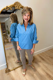 Foxcroft Lainey Pull Over Blouse Indigo
