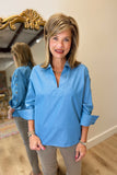 Foxcroft Lainey Pull Over Blouse Indigo