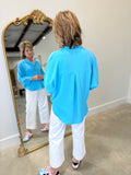 Renuar Double Button Blouse Ocean