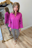 Foxcroft Lainey Pull Over Blouse Pomegranate