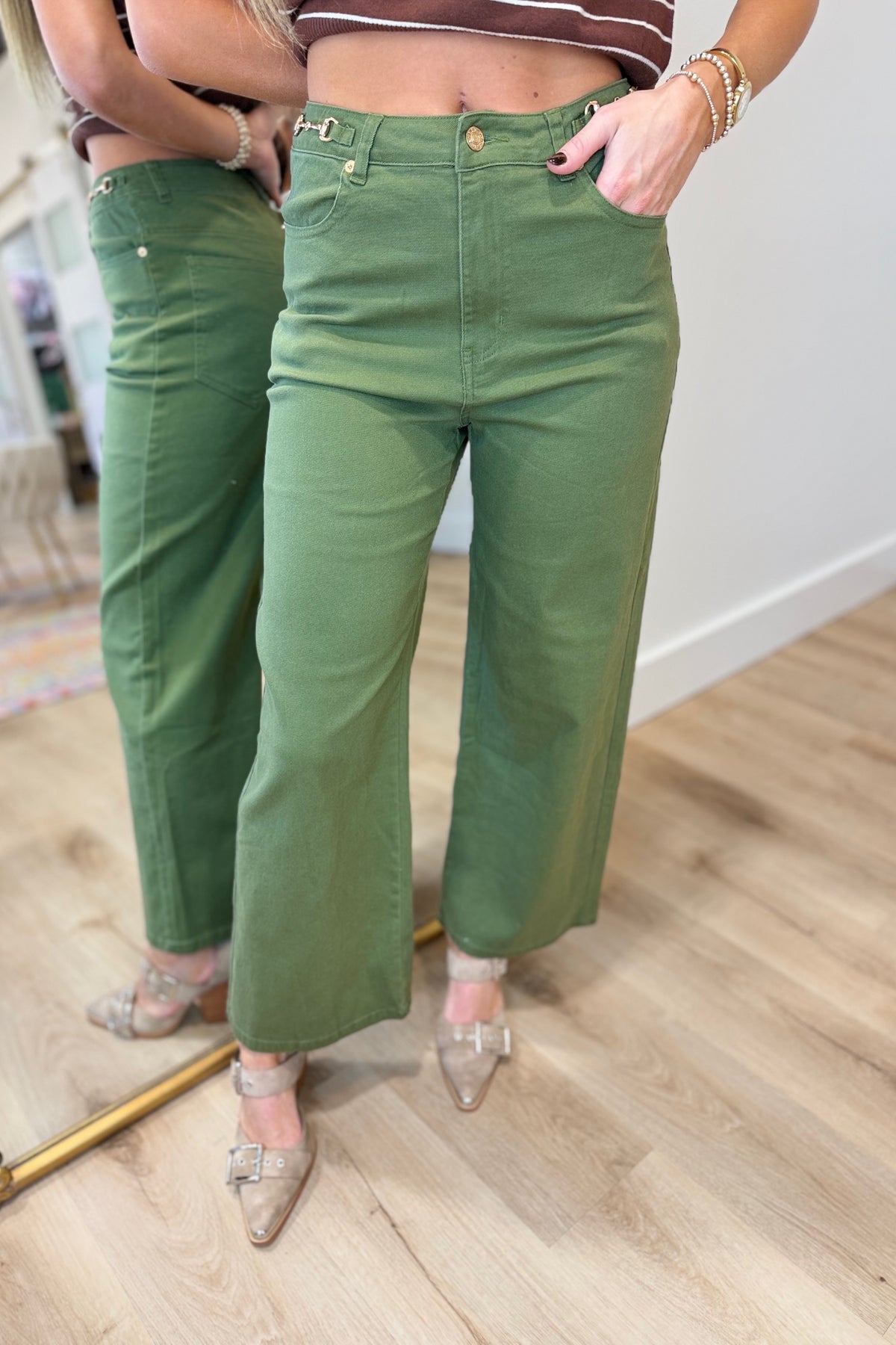 Equestrian Muse Buckle Pant Green