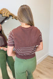 Cosy Tie Striped Sweater Brown