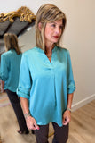 Renuar Roll Tab Sleeve Blouse Teatree