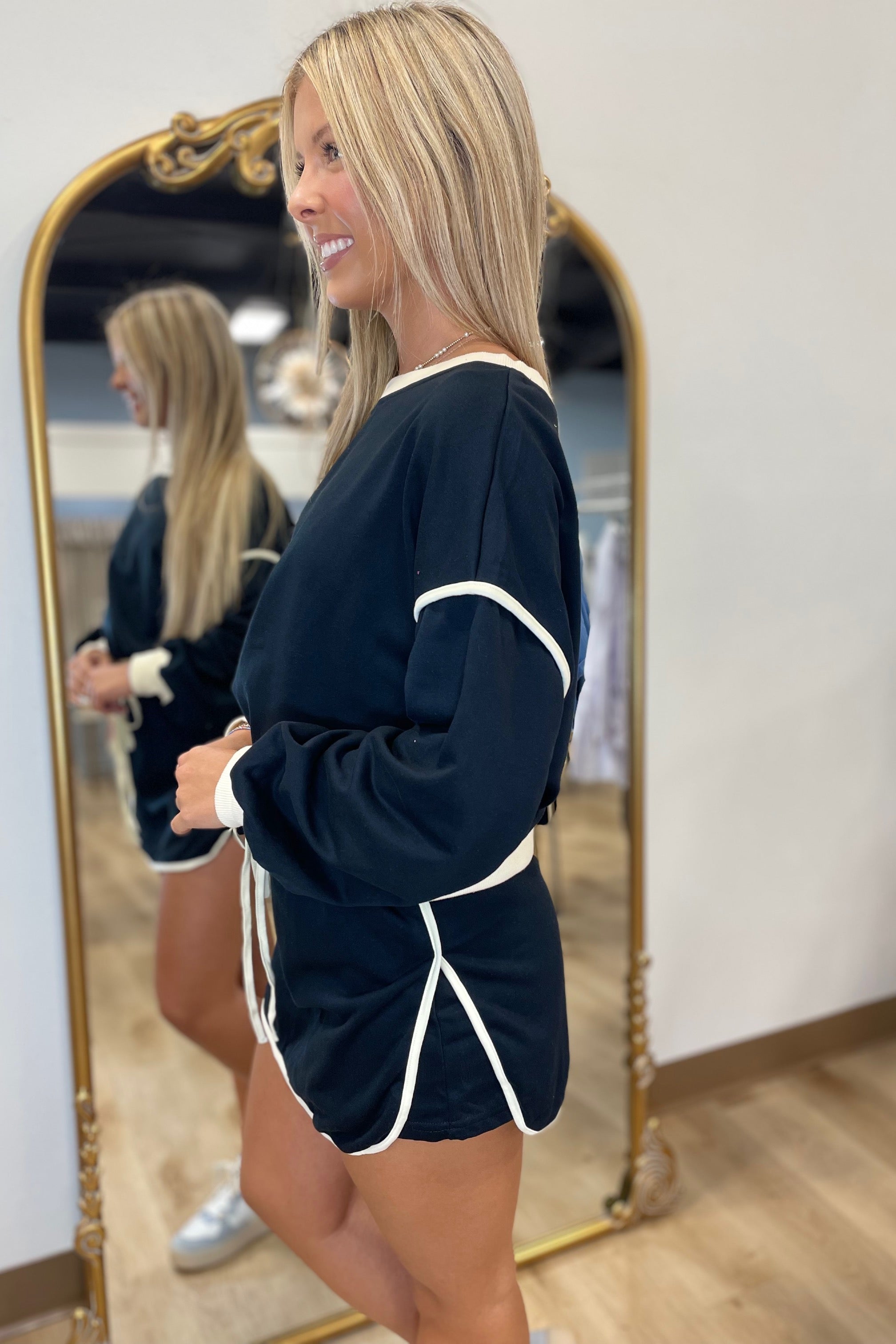 Summer Sport Long Sleeve 2 Piece Set Black
