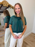 Cosy Tie Striped Sweater Green