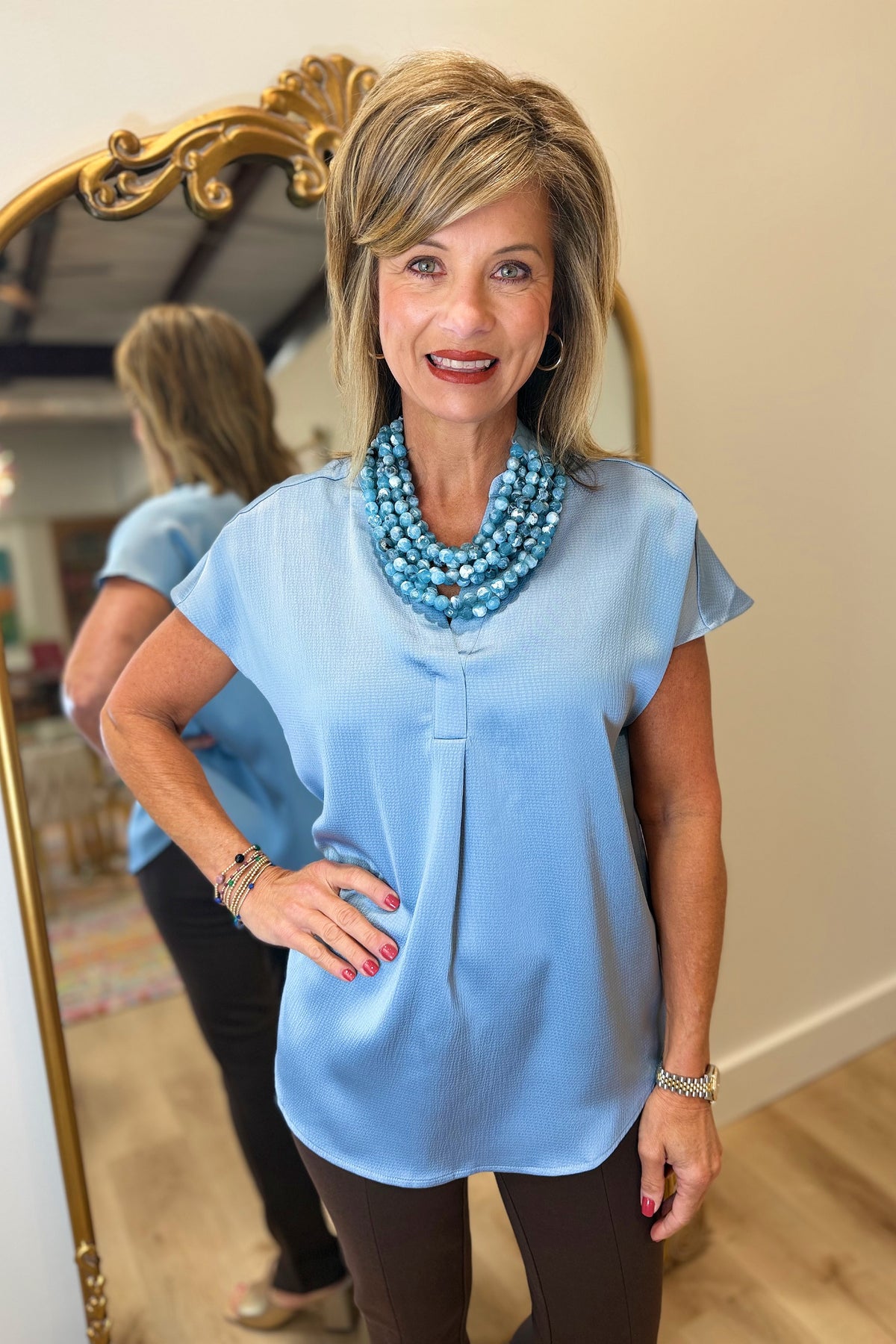 Renuar Sleeveless Blouse Ashley Blue