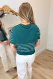 Cosy Tie Striped Sweater Green