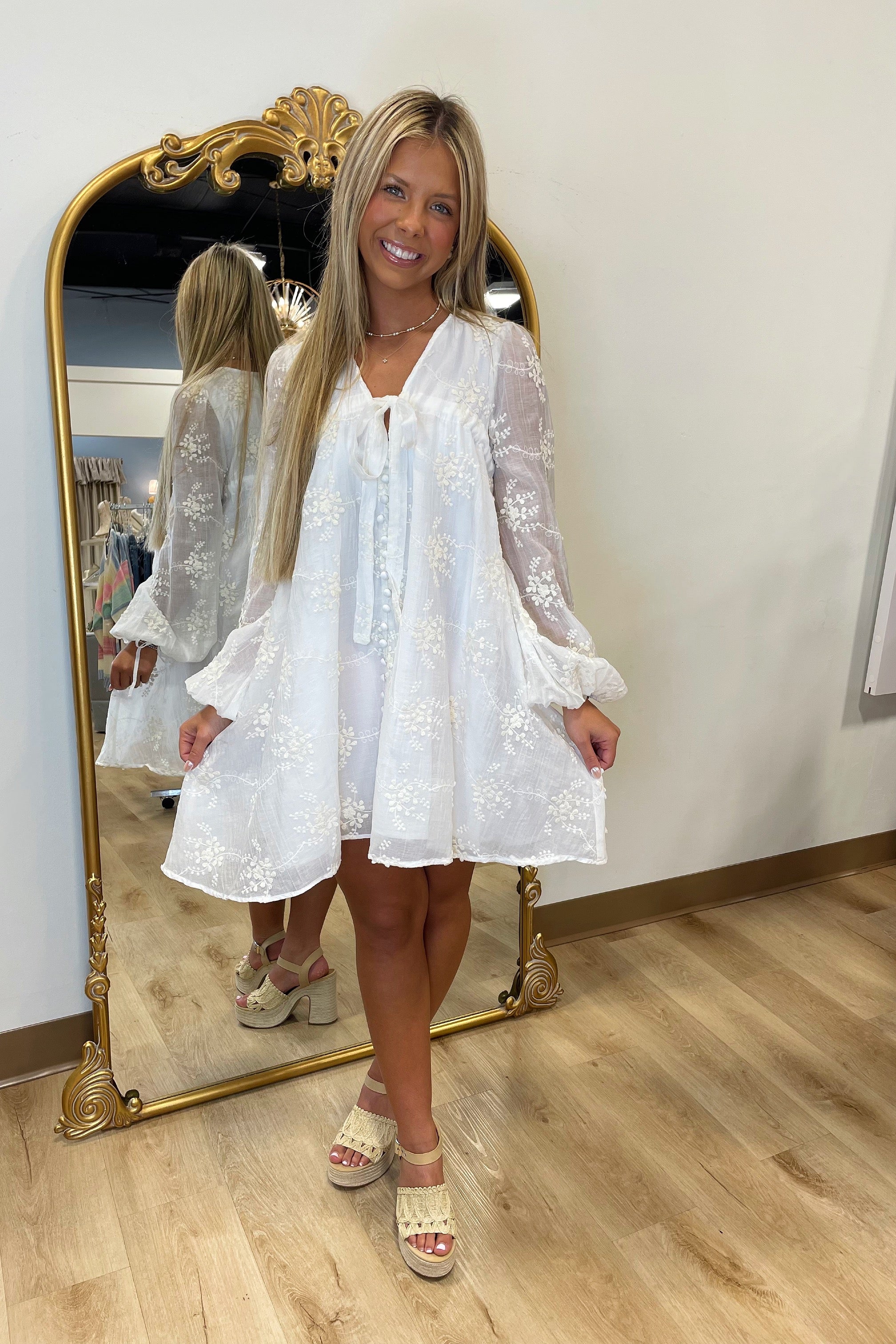 Ivory Elegance Embroidered Dress