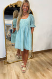 Ava Crochet Design Dress Aqua