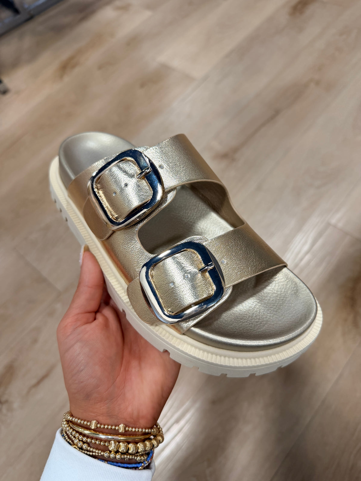 Mia Gen Double Buckle Sandal Gold