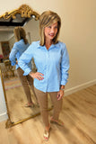 Renuar Long Sleeve Striped Blouse Blue Combo