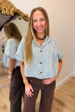 Piper Plaid Bubble Top Olive