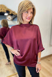 Maeve Mock Neck Top Burgundy