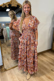 Eliza Deep V Dress Fall Floral