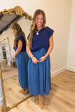 Country Roads Plaid Sweater Dress Navy