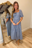 Backroads Plaid Maxi Dress Navy