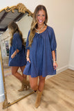 Storm Watch Striped Romper Navy