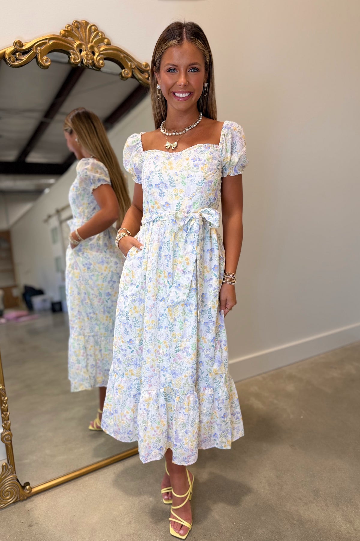 Blooming Butterflies Midi Dress Periwinkle