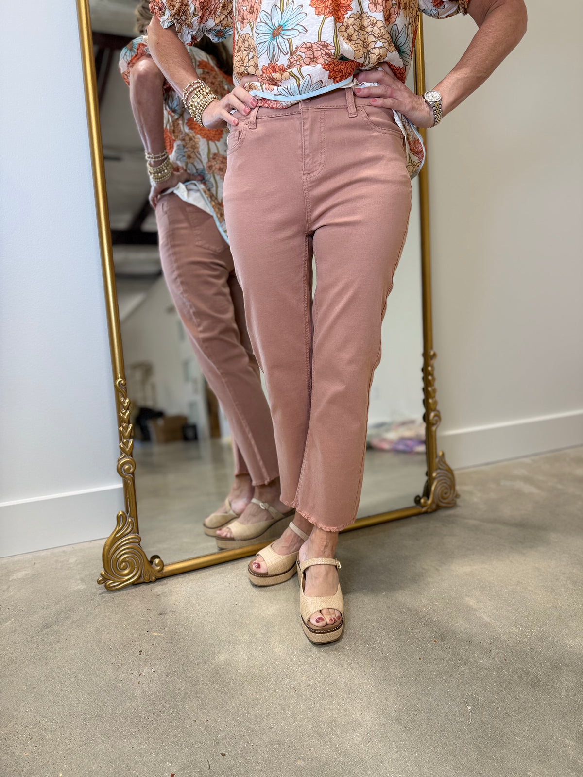 Renuar Woven Ankle Pant Mocha