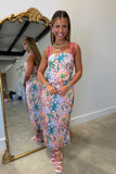 Malibu Palm Pleated Ruched Midi Dress