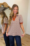 Umgee Stretchy Textured Knit Top Rust