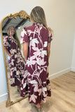 Charming Days Puff Sleeve Midi Dress Wine