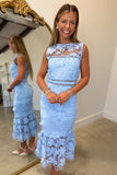 Something Blue Before I do Lace Midi Dress