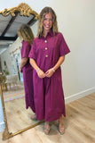 Merlot Muse Button Midi Dress