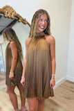 Chestnut Charm Bow Pleated Dress