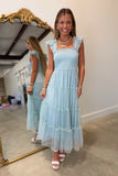 Swiss Dot Smocked Midi Dress Sage