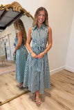 Mint Chocolate Chip Striped Midi Dress