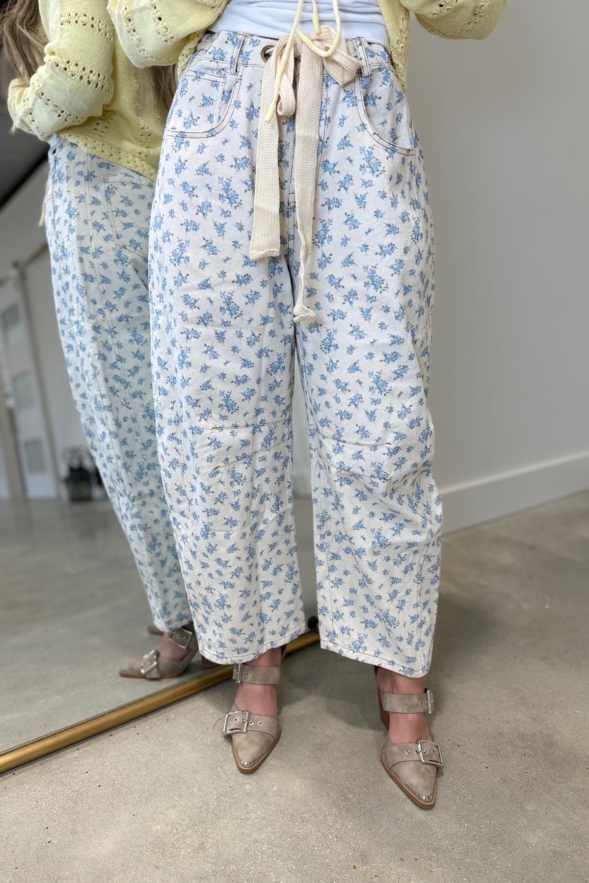 Cornflower Blue Barrel Jeans