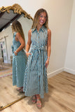 Mint Chocolate Chip Striped Midi Dress