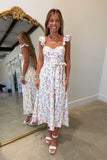 Floral Corset Midi Dress Ivory