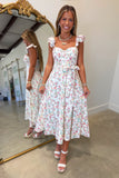 Floral Corset Midi Dress Ivory