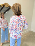 Charlie B Roll Up Sleeve Blouse Festive