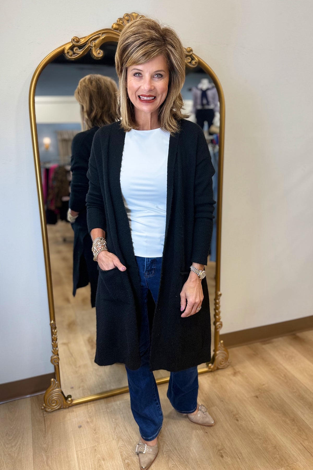 Renuar Knit Cardigan Sweater Black