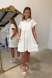 Denim Pleats Shirt Dress Coconut
