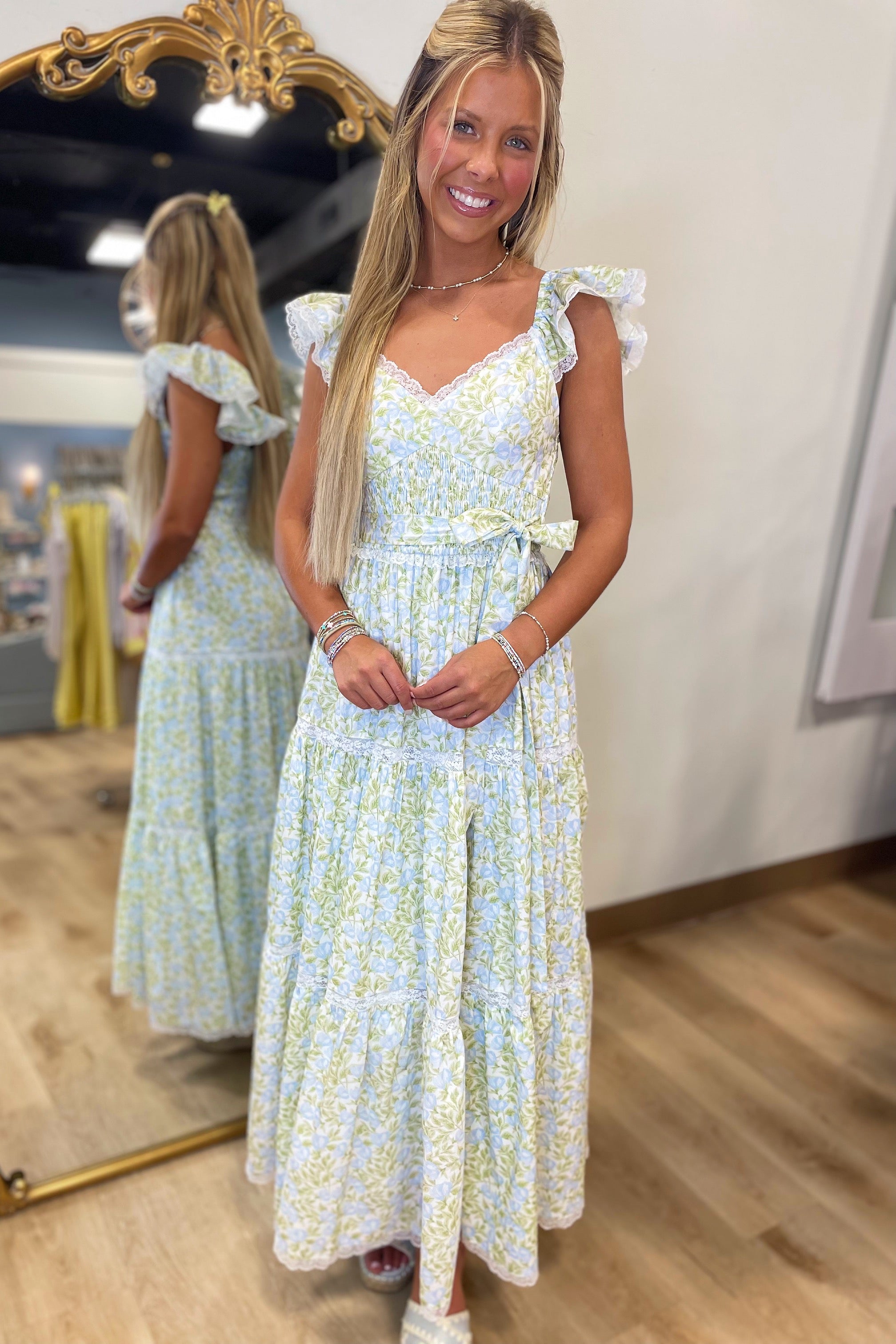Sweet Honesty Floral Maxi Dress Blue