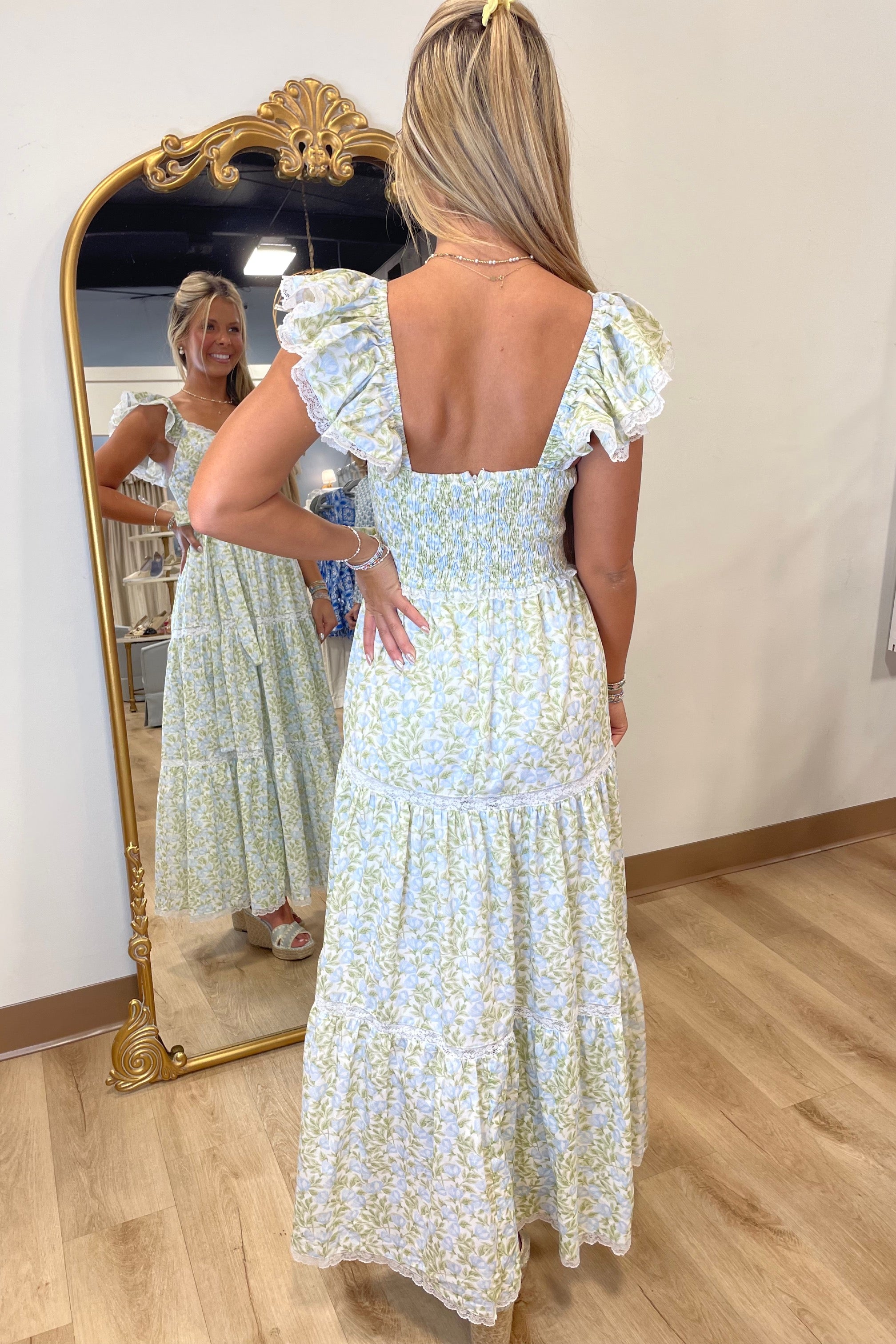 Sweet Honesty Floral Maxi Dress Blue