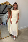 Champagne Sunrise One Shoulder Midi Dress