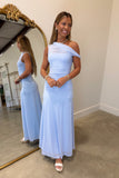 One Shoulder Sheer Maxi Dress Blue