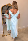 Crystal Tide Cowl Neck Satin Dress