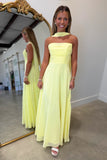 Strapless Scarf Maxi Dress Yellow