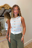 Lined in Color Button Sweater Tank Cream