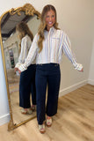 FRNCH Sokcho Striped Button Down Top