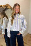 FRNCH Sokcho Striped Button Down Top