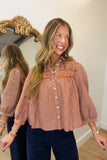 Fireside Plaid Blouse Rust