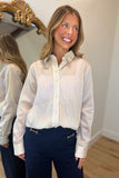 Morning Mist Pinstripe Button Down Top